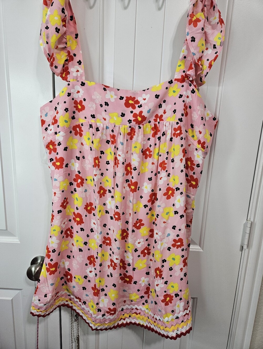 Pink Floral Ruffle Shoulder Sundress - Picture 4 of 14